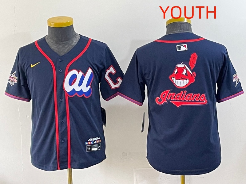 Youth 2025 Cleveland Indians Blank Drak Blue All star Blank Blue Nike MLB Jersey style 2